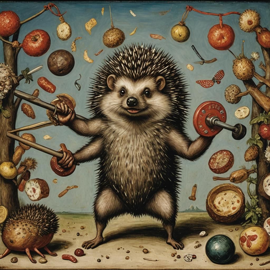 Hedgehog Weightlifter in Artistic Animal Olympics