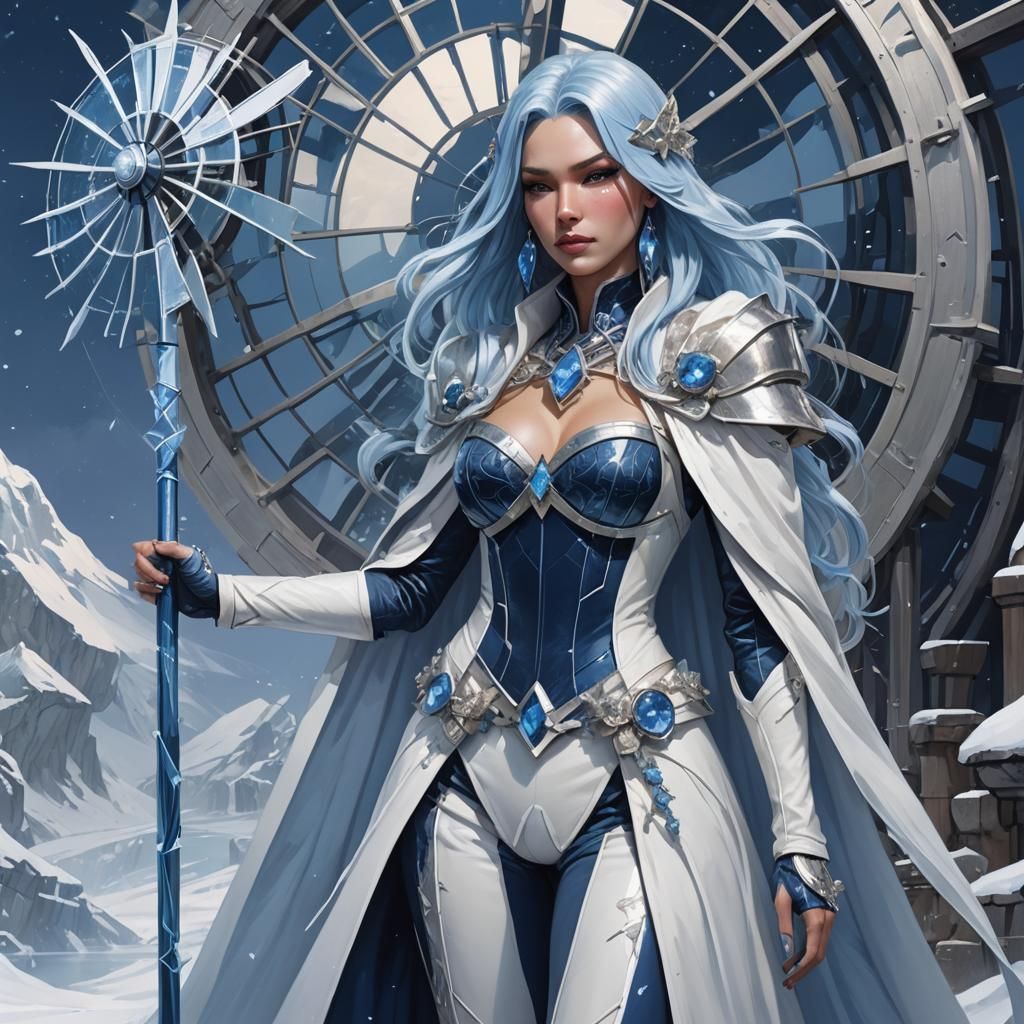 Icy Maiden Portrait in Hyperdetailed Style