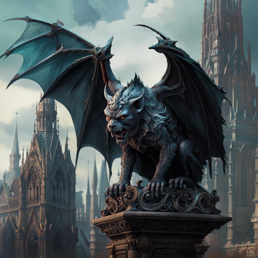 Gothic Gargoyle: A Fantasycore Masterpiece in 8K