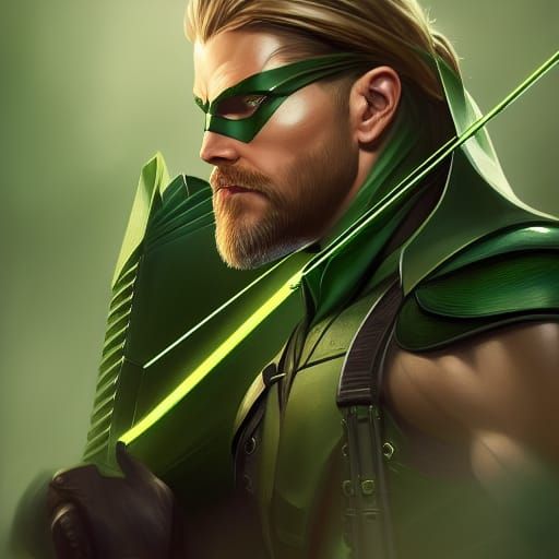 Hyperdetailed Green Arrow Portrait in Unreal Engine 5