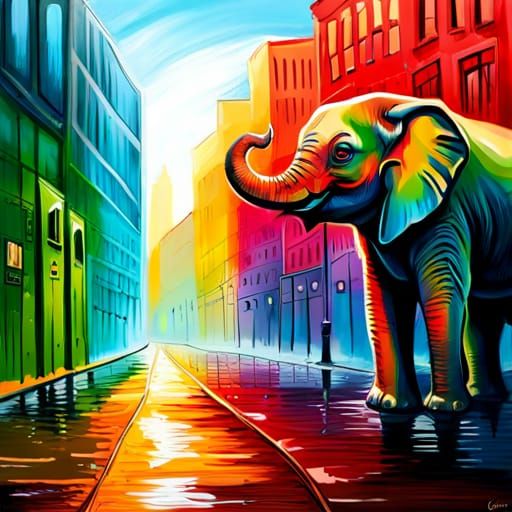 Elephant in a colourful world