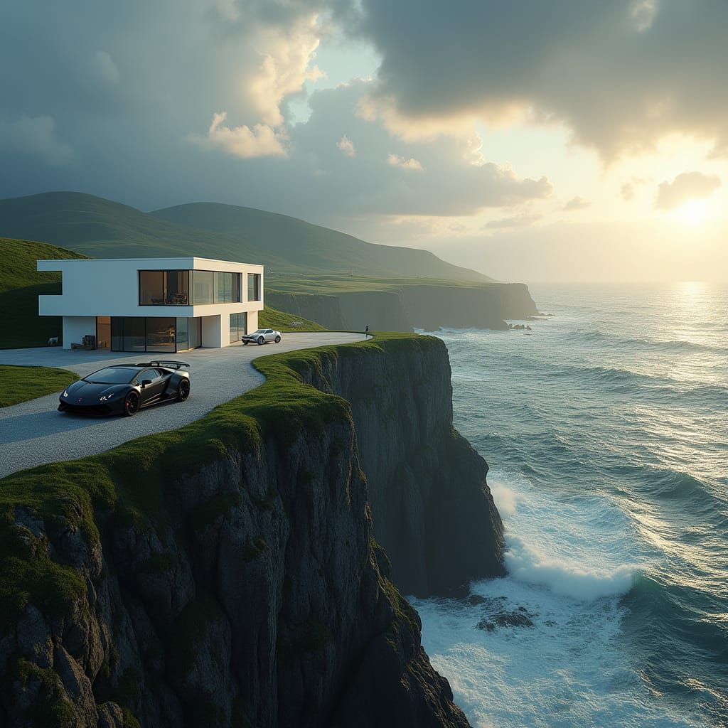 Modern Irish Cliffside Mansion with Lamborghini