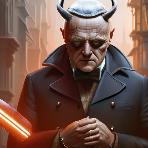 Demonic Hannibal Lecter Portrait in Art Nouveau Style