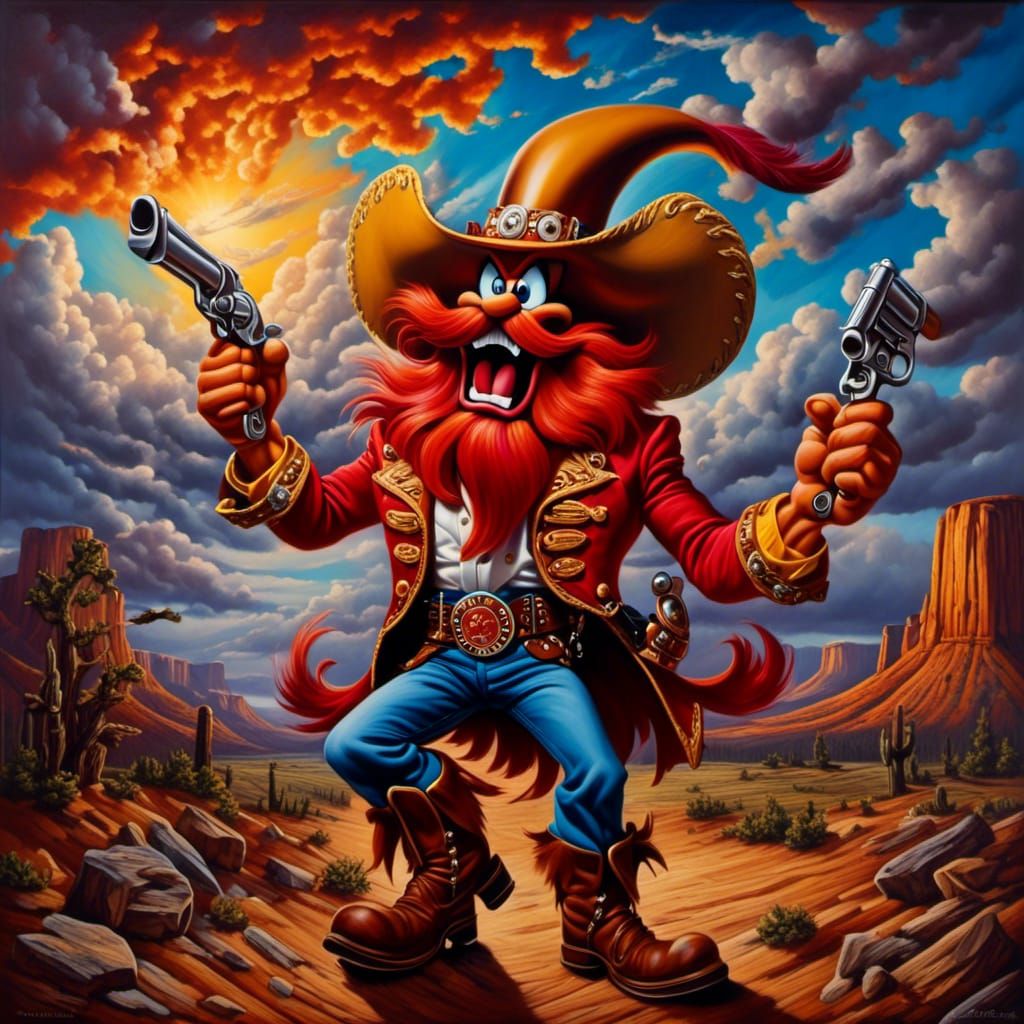 Extreme Screamo Yosemite Sam Oil Painting