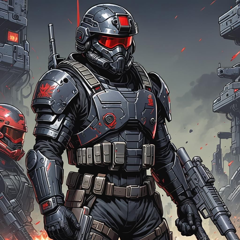 SNES Sprite of a Modern Armored Soldier