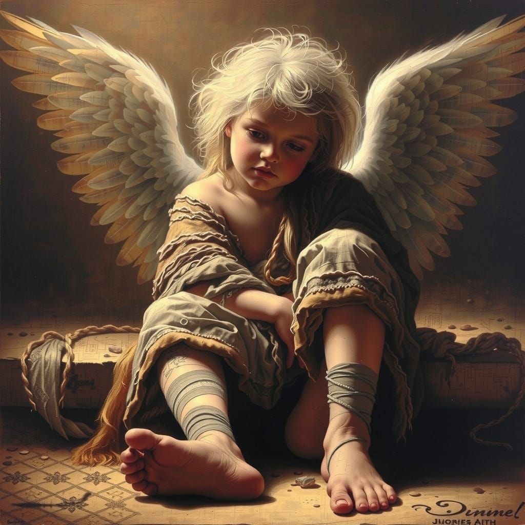 Angel in Whimsical Art Nouveau Style