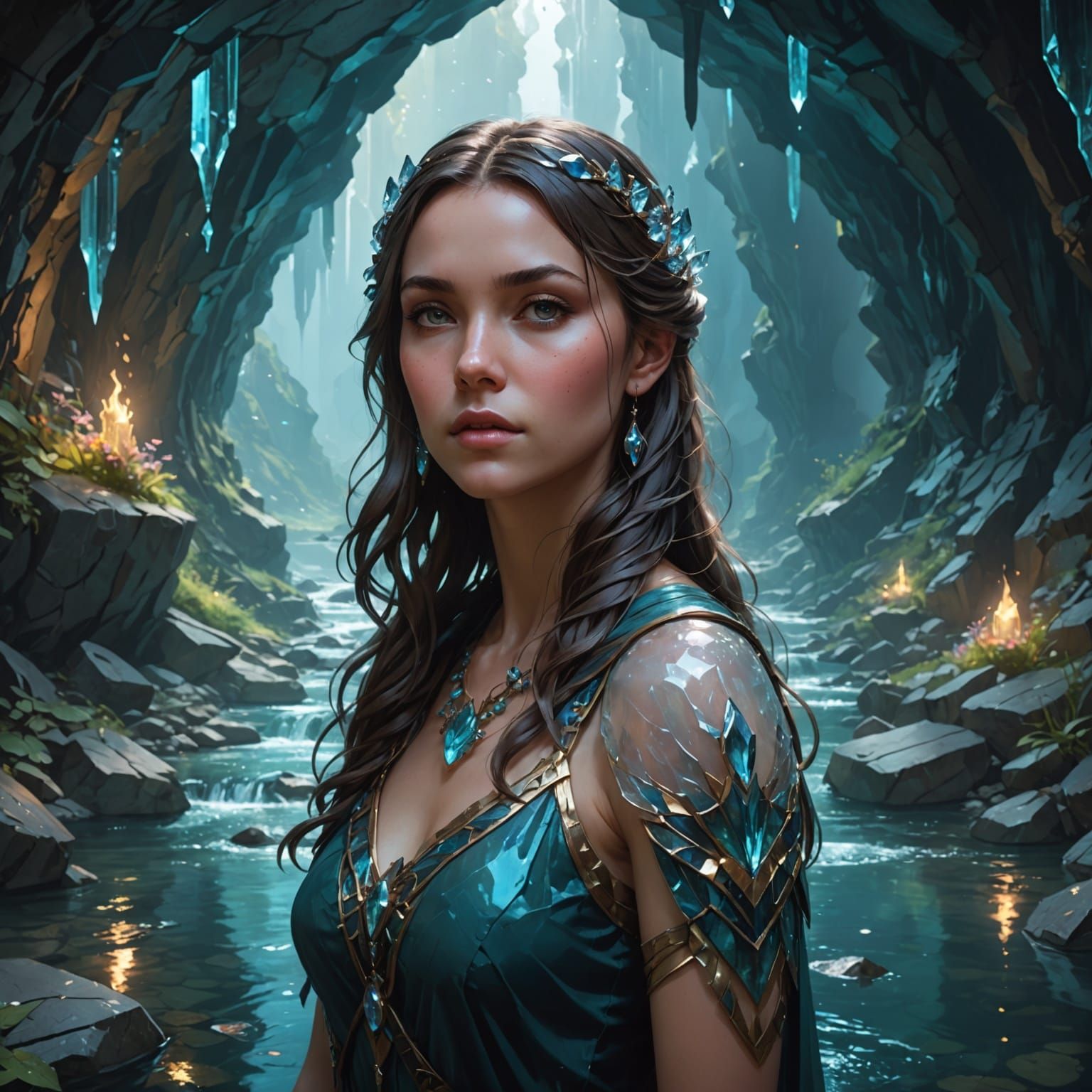 Crystal Cavern River Goddess in Triadic Colors