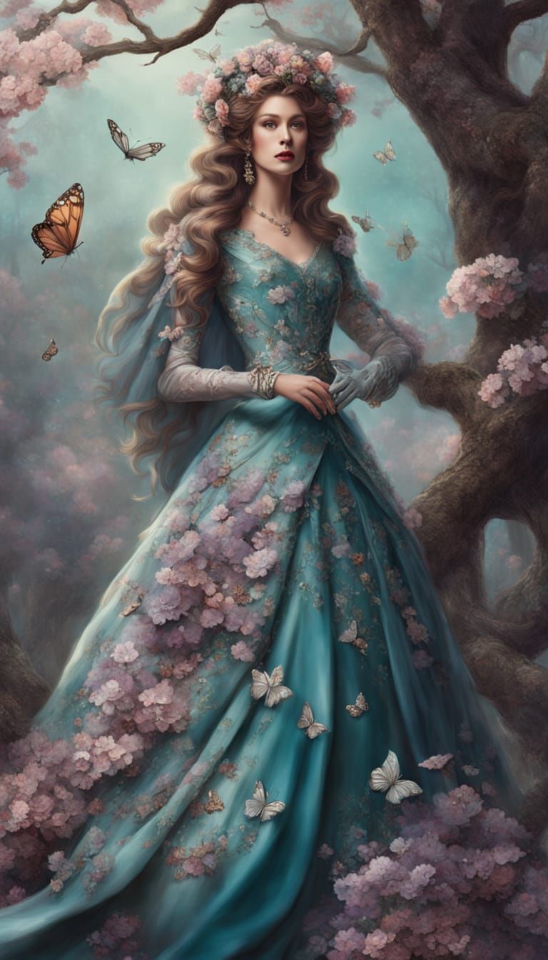 Glamorous Drag Queen in Floral Porcelain Gown