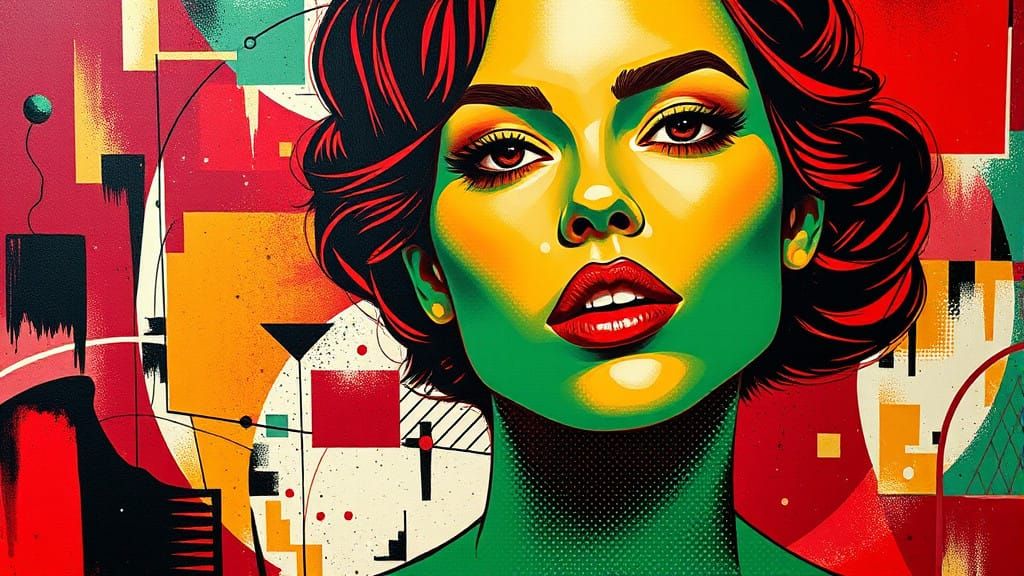 Bold Expressionist Woman in Opulent Pop Art Style