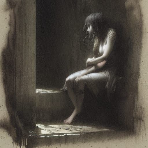 Crippling Depression in Dark Gothic Horror Style