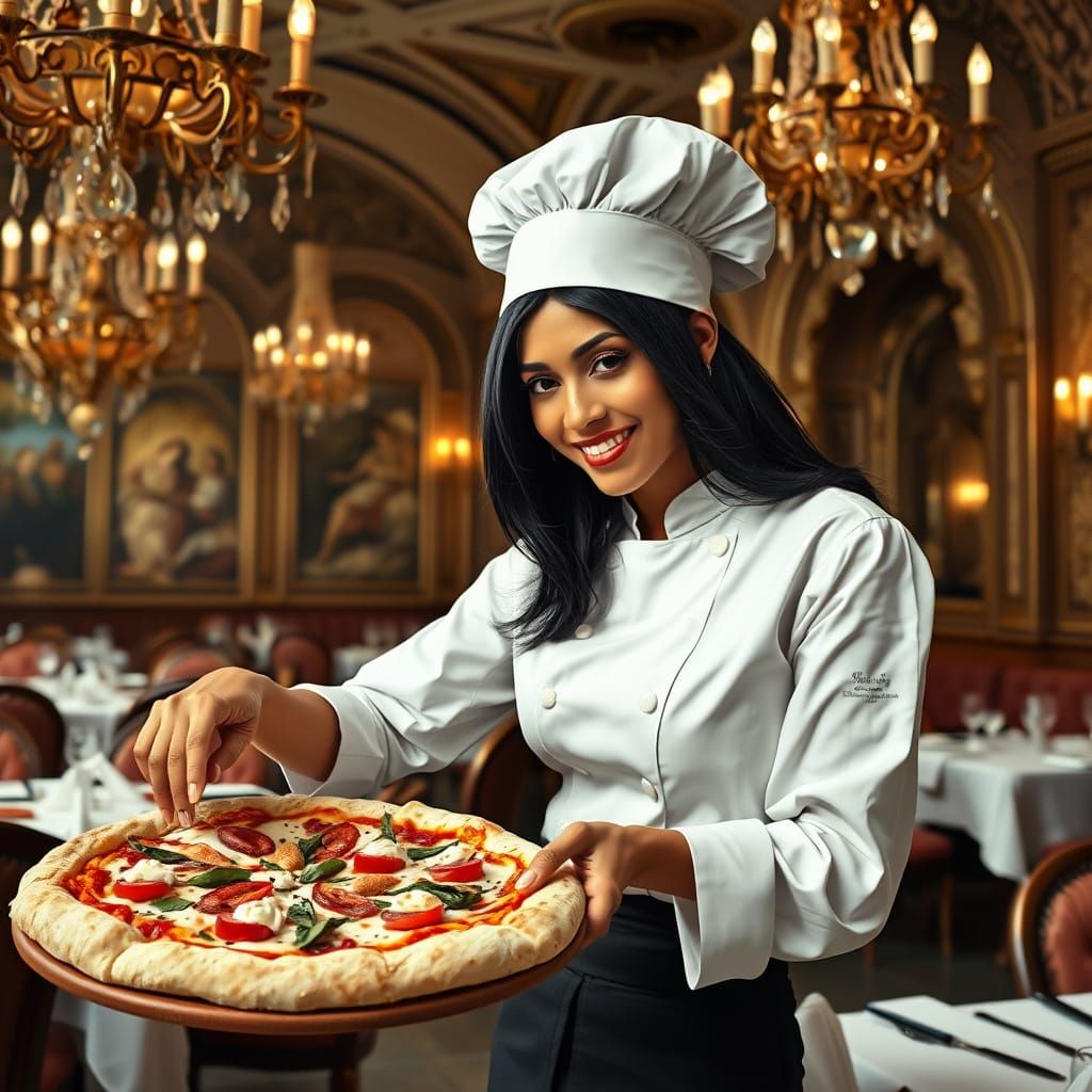 Elegant Pizza Chef in High-End Italian Restaurant