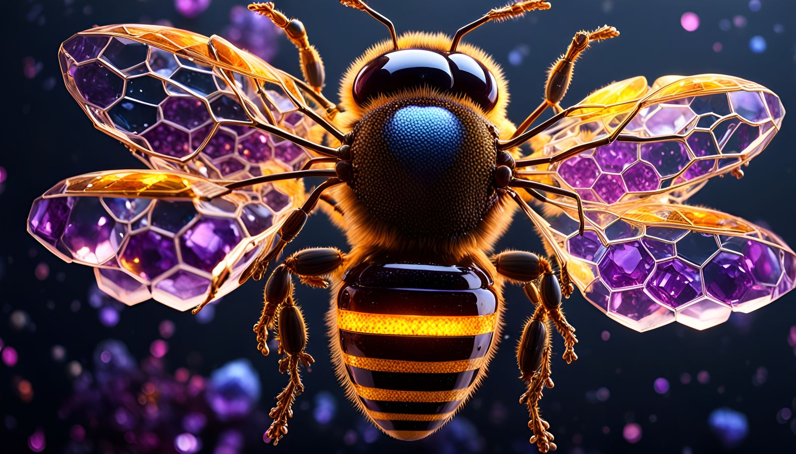 Crystal Honey Bee in Dark Fantasy Style