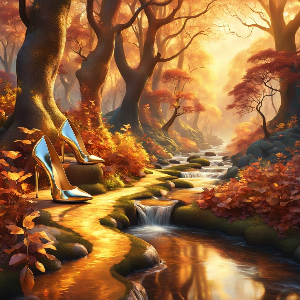 Forest Landscape Inside a Surreal High Heel