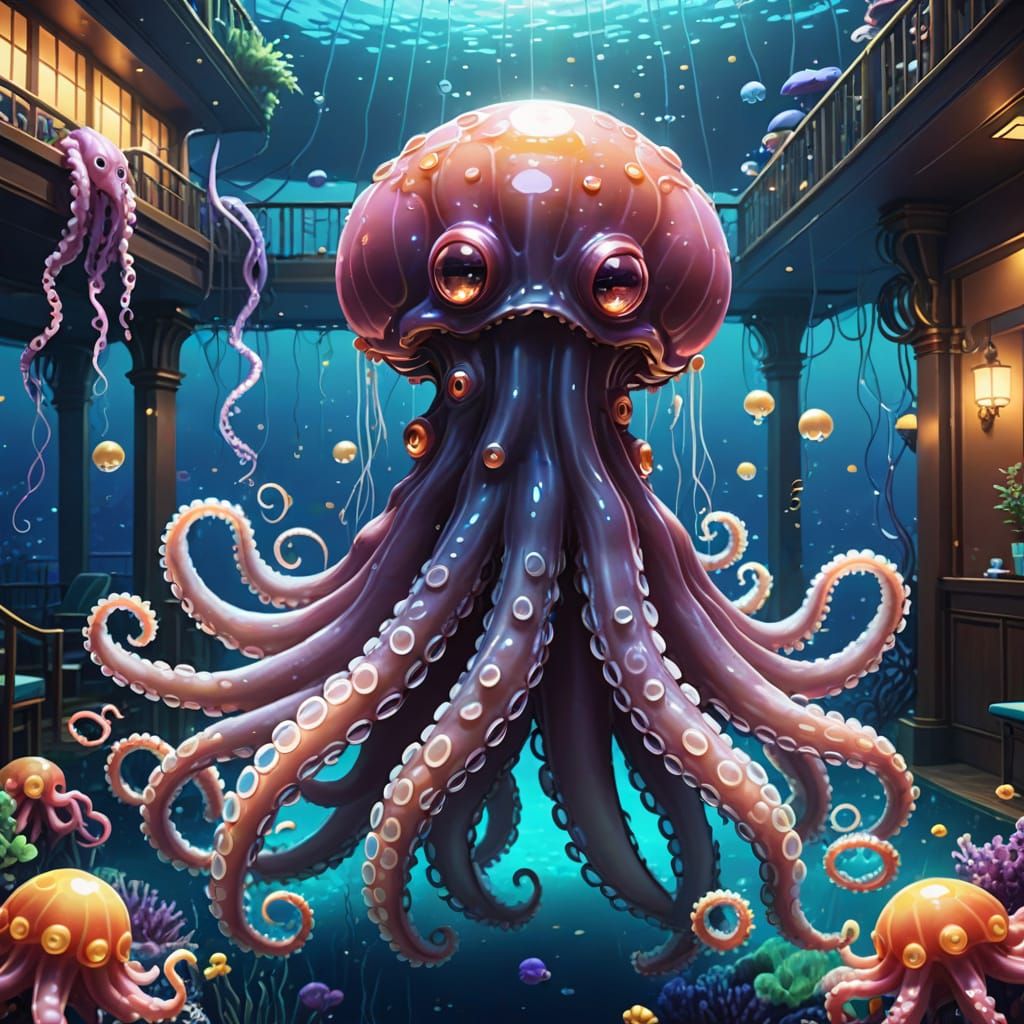 Anime Octopus Hotel in Ocean Depths