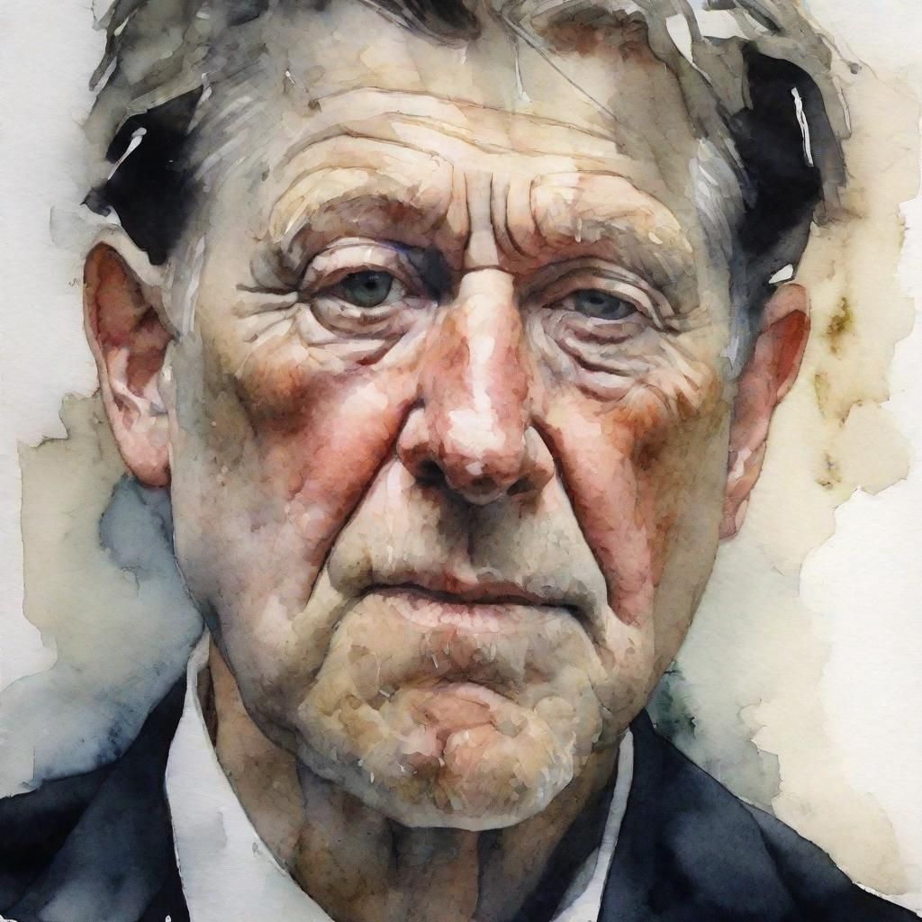 Gothic Man: Watercolour Portrait in Surrealist Style