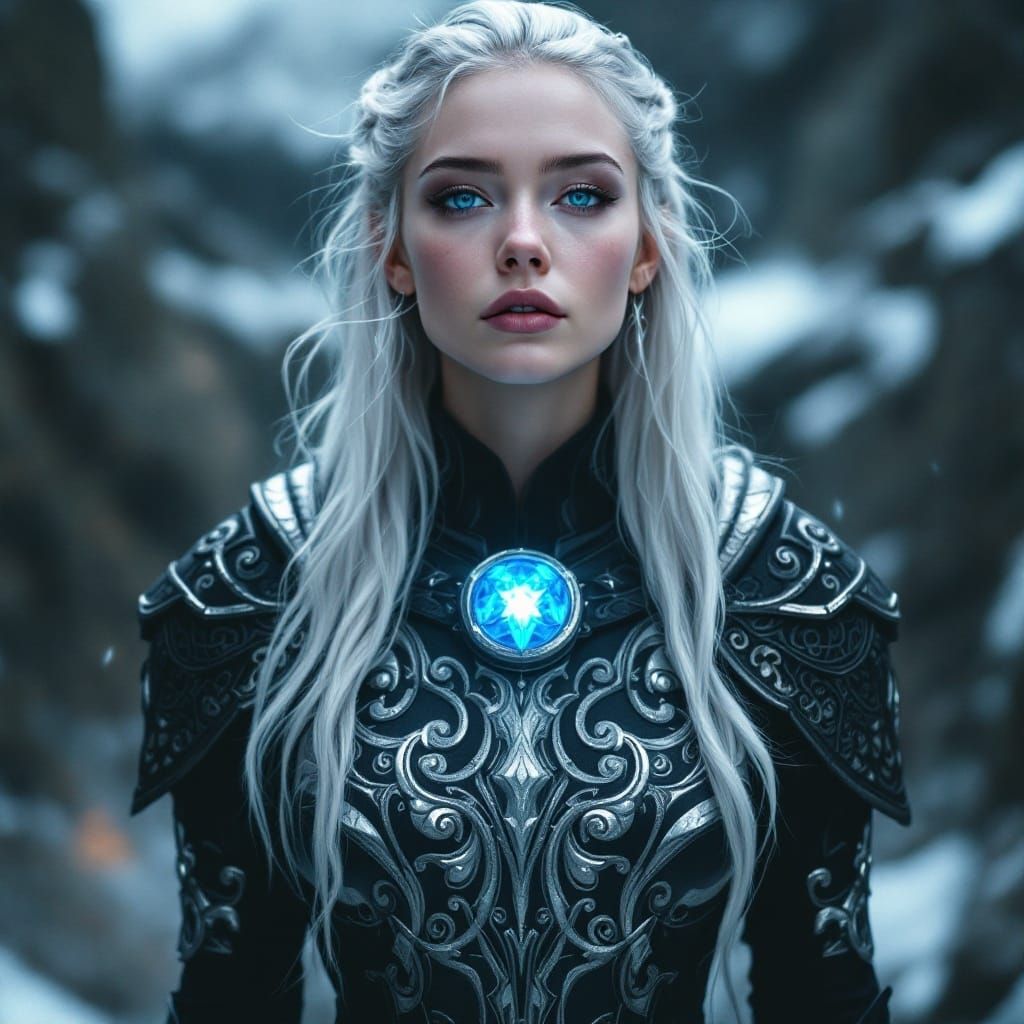 Nordic Valkyrie Goddess in Lunar Armor