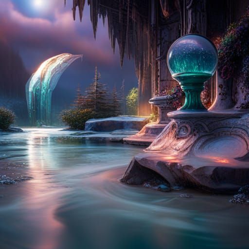 Icy Glass Doorknobs with Rainbows: Detailed Matte Painting