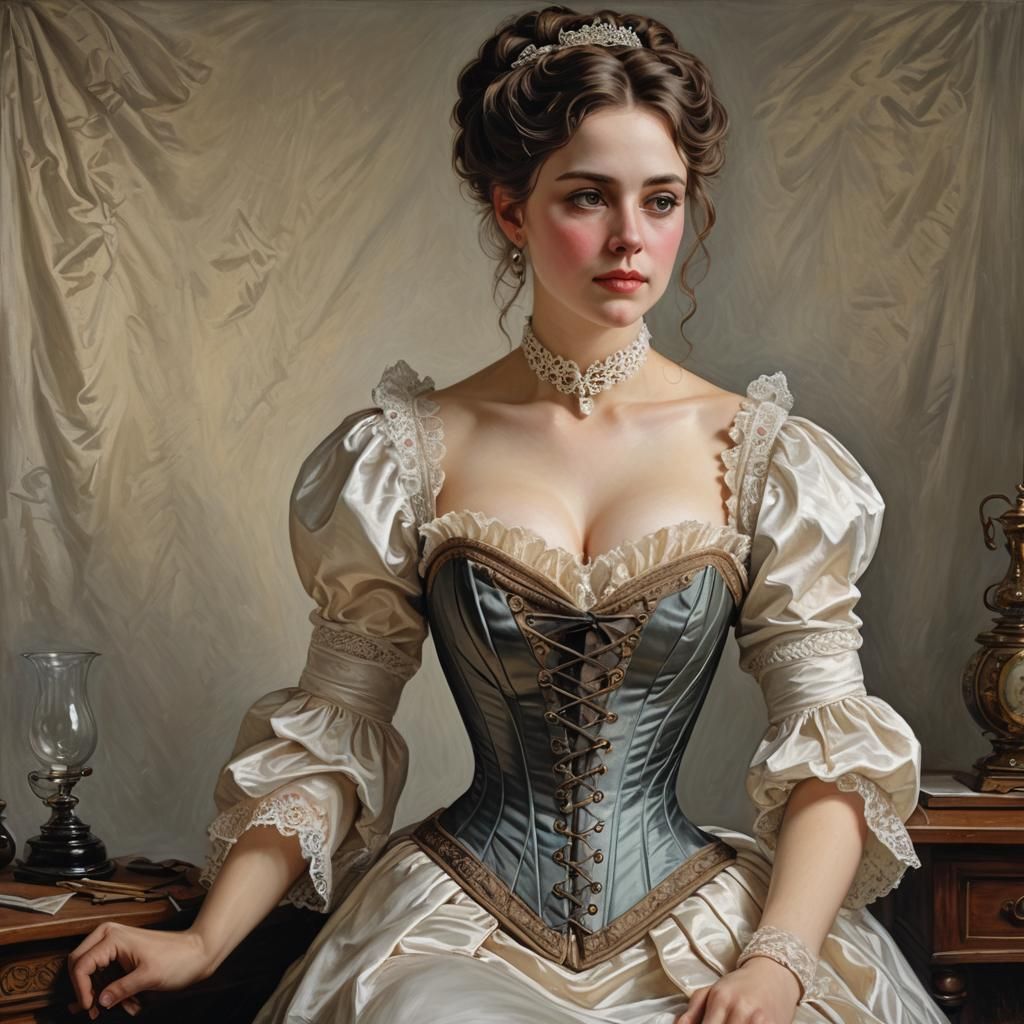 Victorian Lady in Hyperrealistic Oil Painting