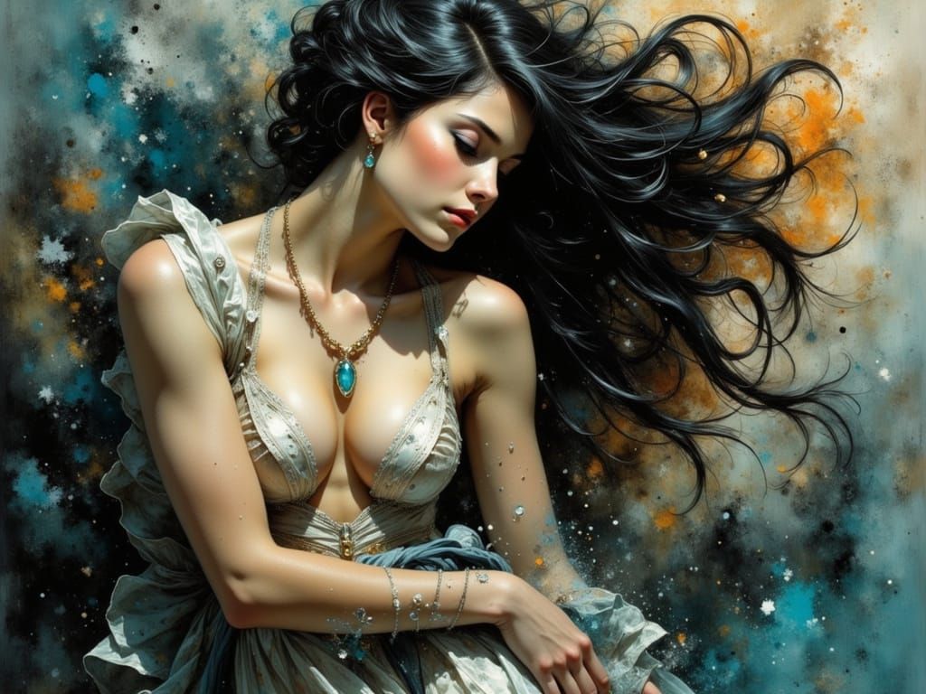 Fantasy Warrior and Priestess in Dynamic Panoramic View