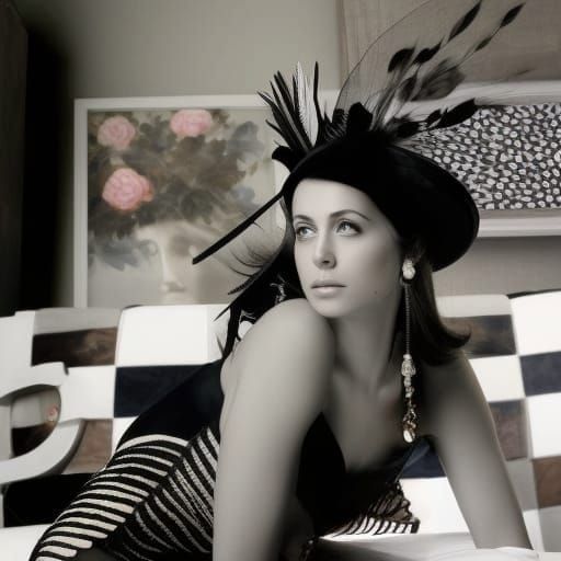 Mad Hatter: Detailed Ink Portrait in Art Nouveau Style