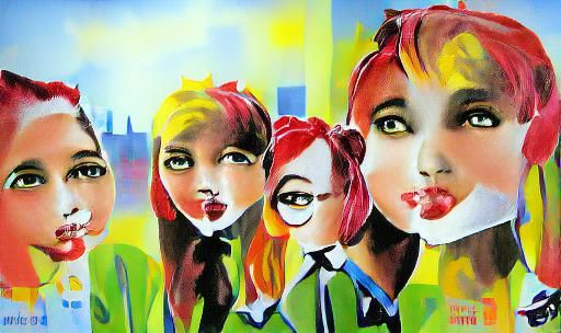 Girls in Gouache Pop Art Poster