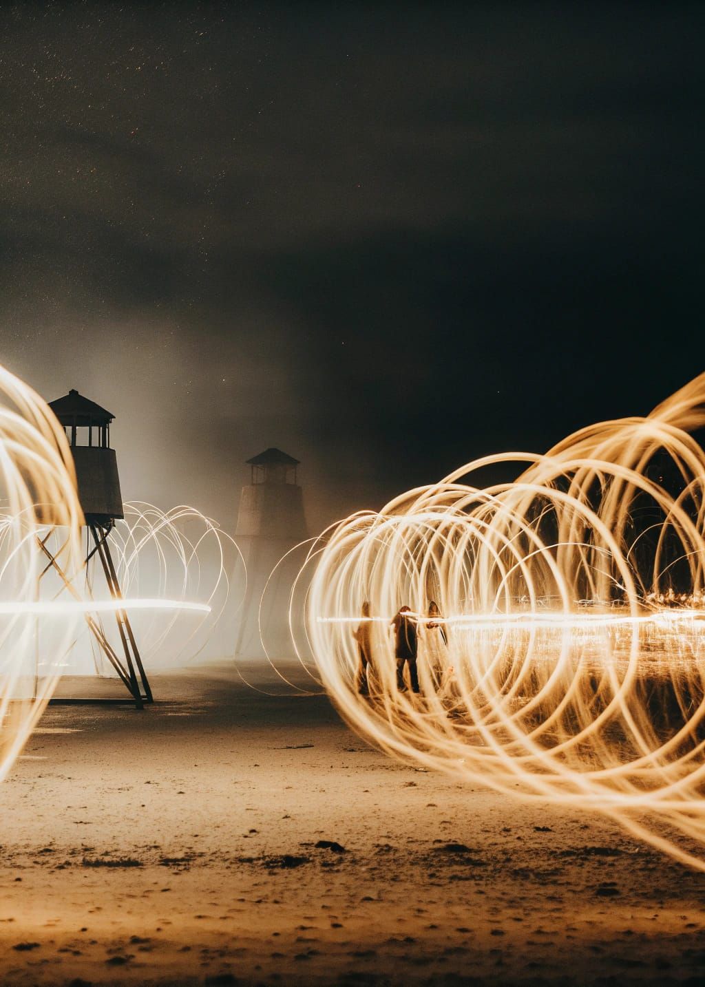 Glowing Curly Whirlingtons on the Beach