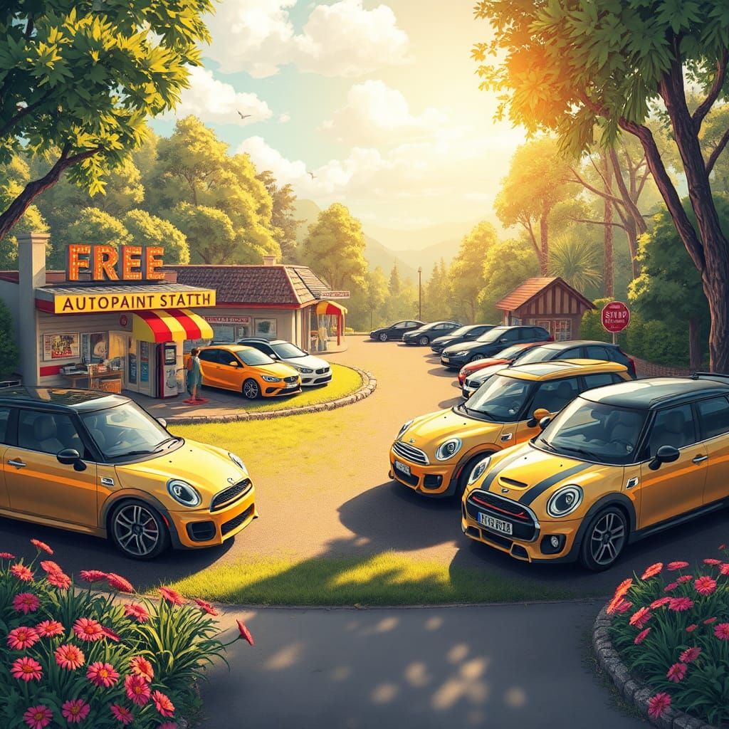 Whimsical Automotive Paradise with European Cars