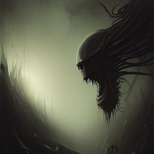 Horrific Alien Monster in Doré Rutkowski Style