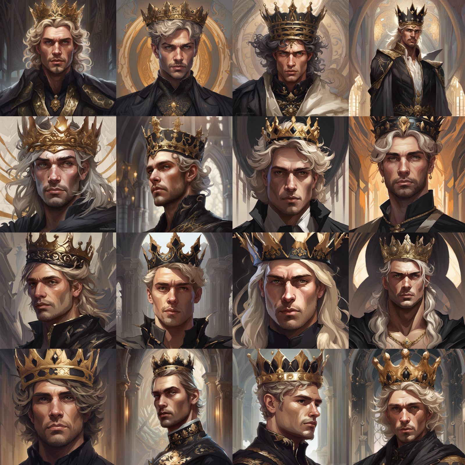 Regal Man with Jagged Crown: Hyperdetailed Portrait