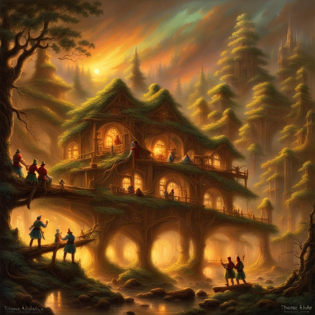 Ethereal Elven Lumber Mill at Sunset