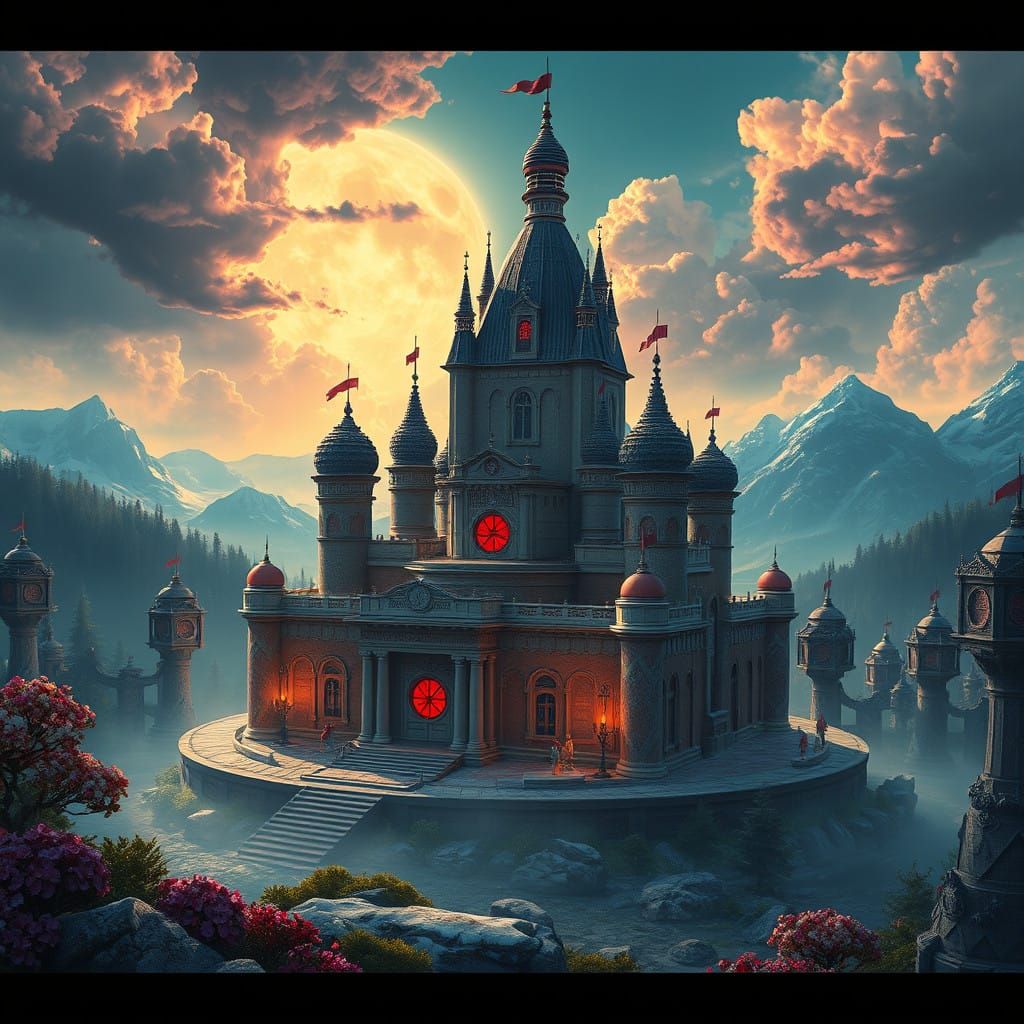 Majestic Futuristic Castle Made of Desserts