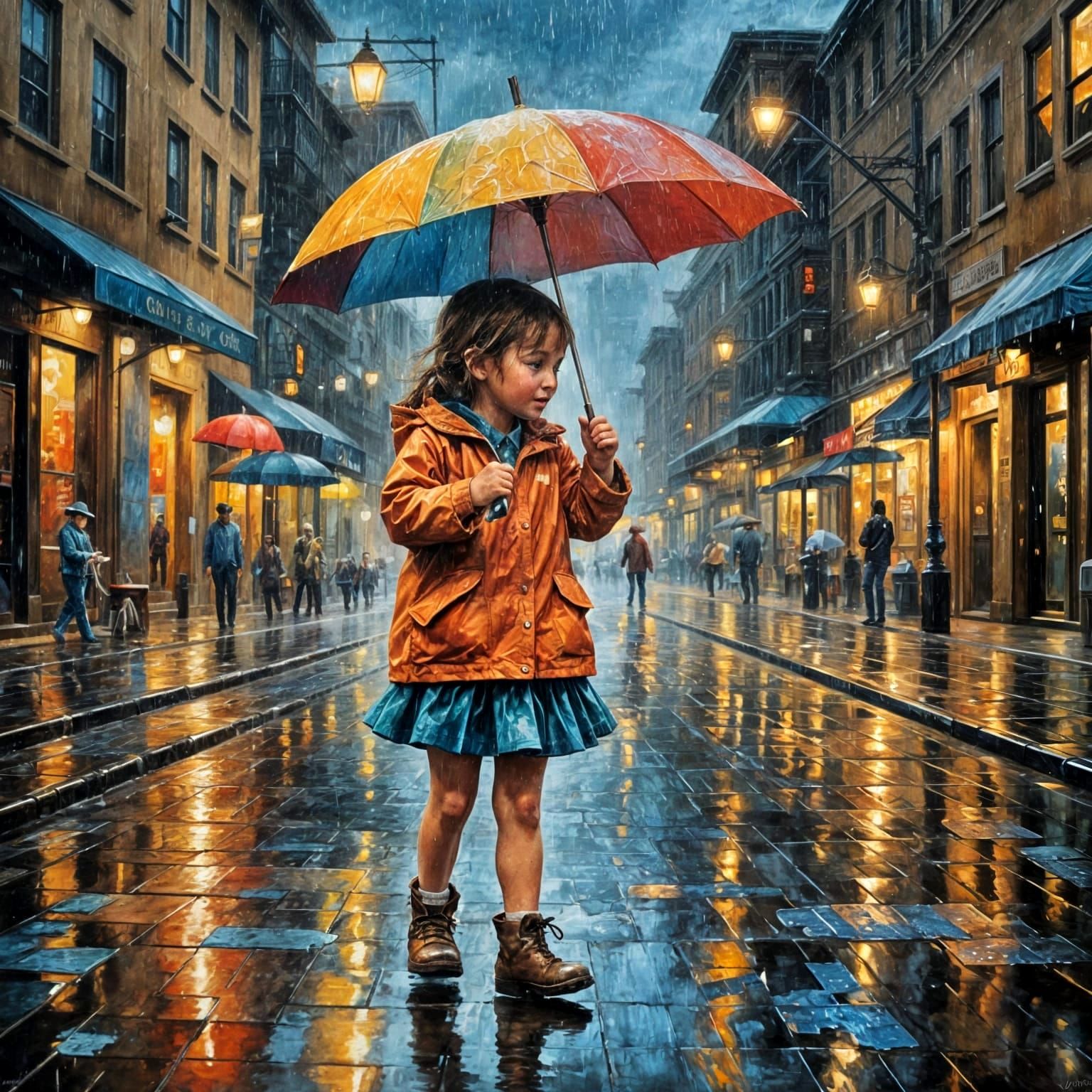 Rainy Day Oil Painting in James Gurney Style