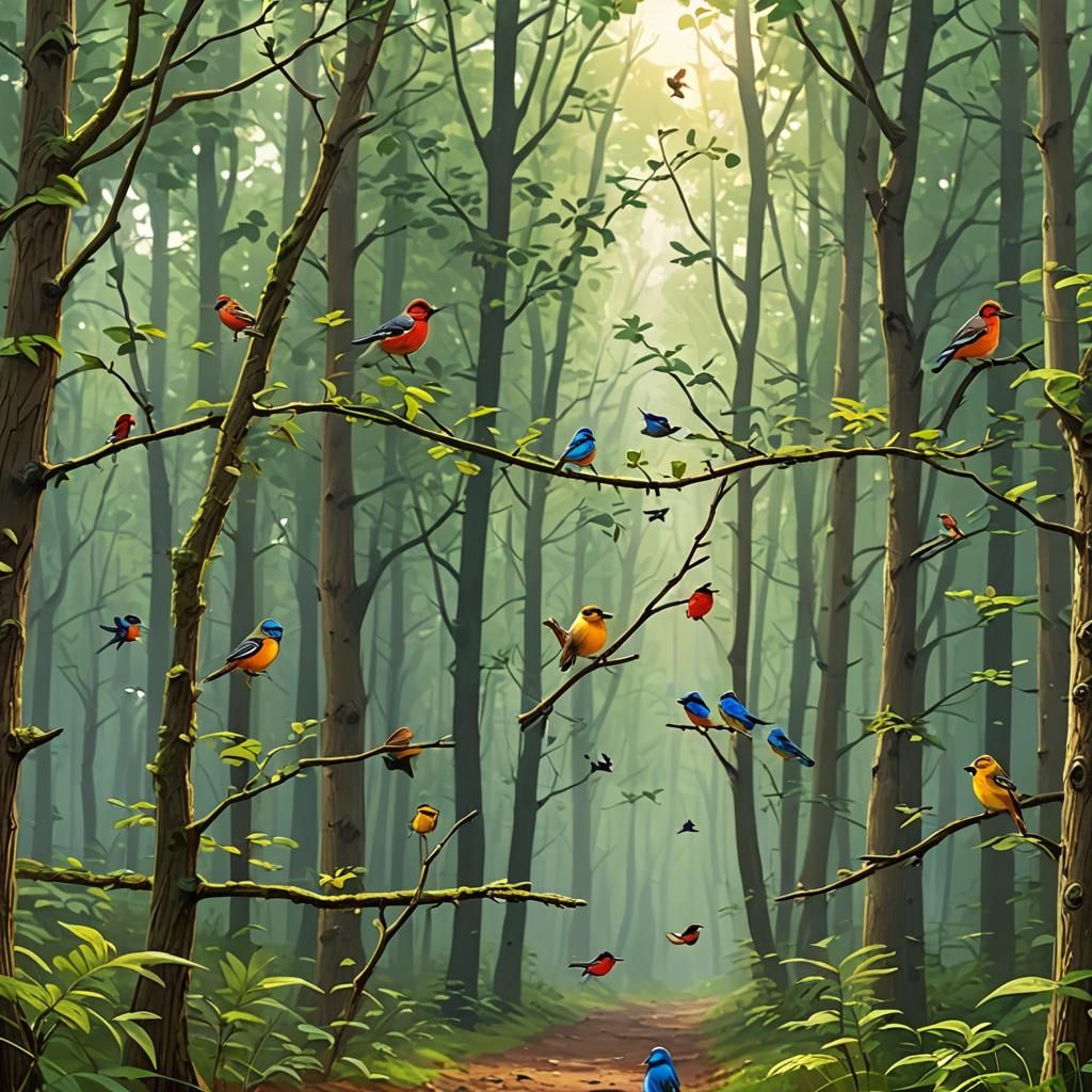 Morning Forest Walk with Birds