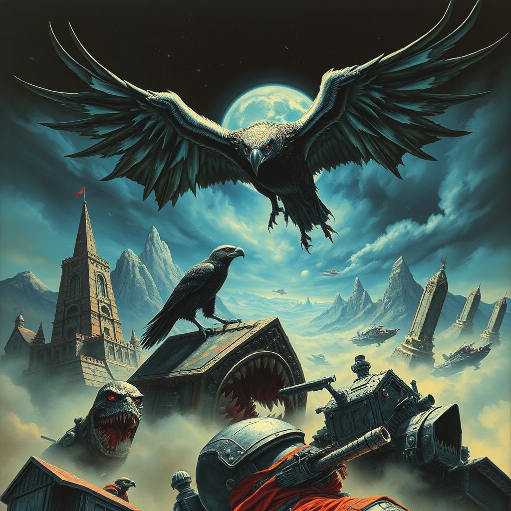 Ethereal Evil Hawk in Nightmarish Dreamscape