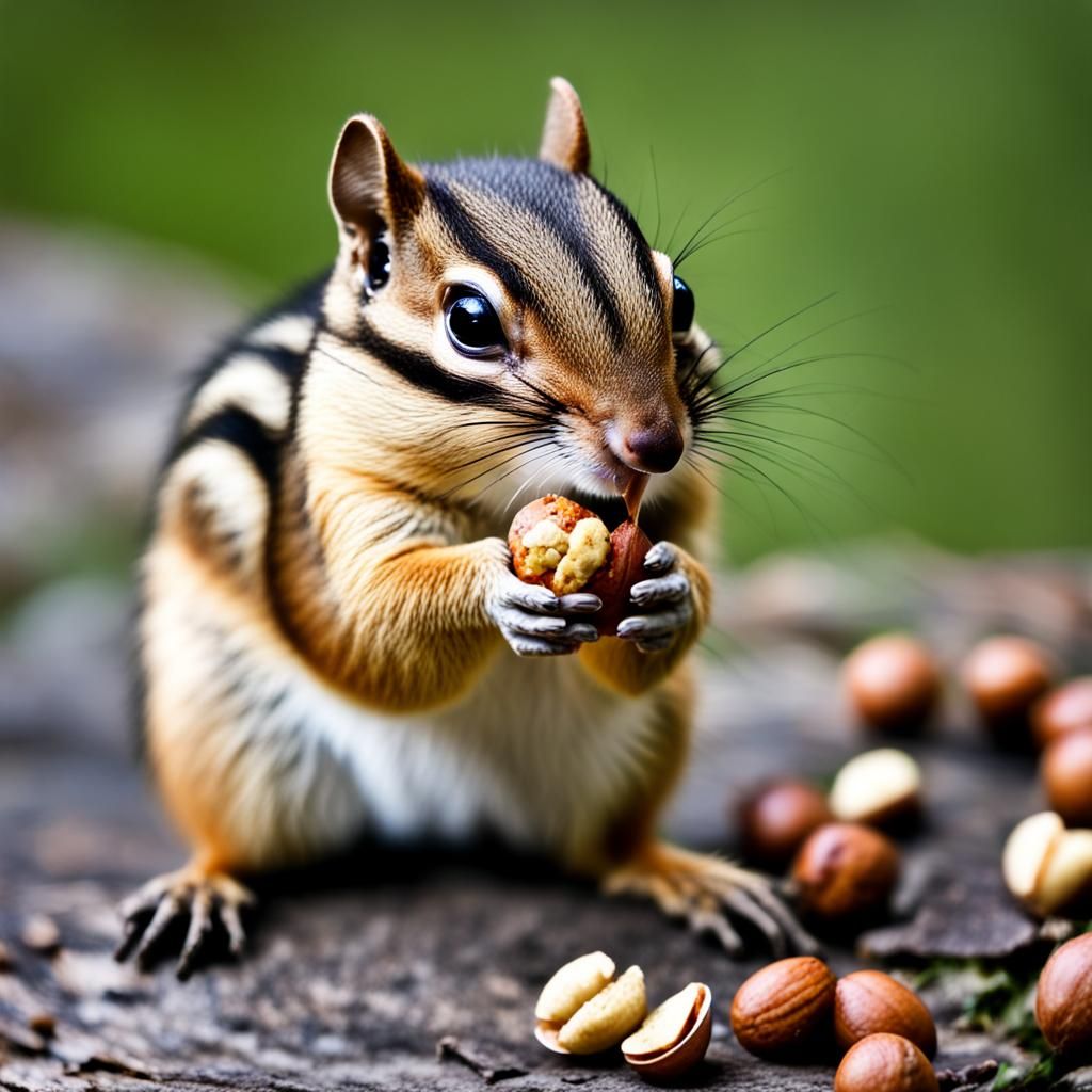 Chipmunk Storing Nuts, Professional Wildlife Photography