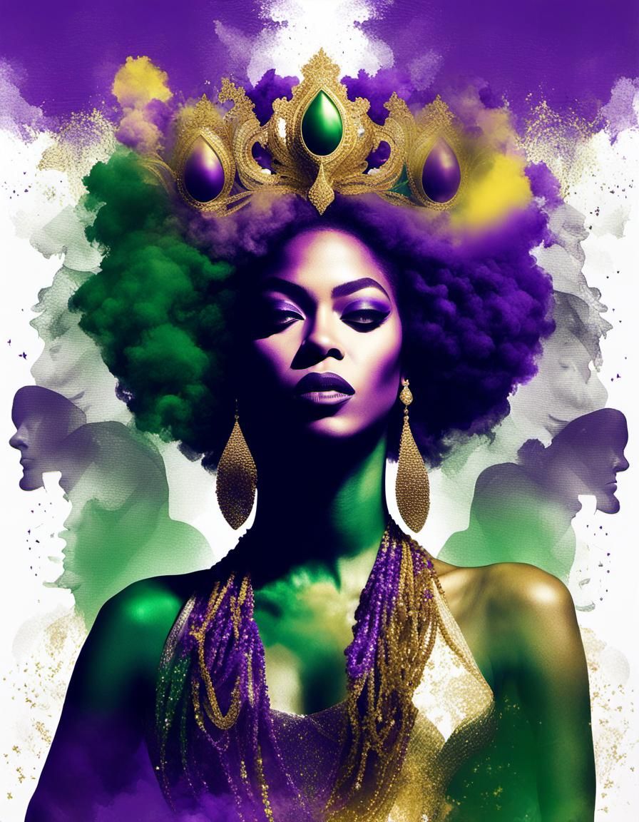 Beyonce as Queen of Mardi Gras: Double Exposure Art