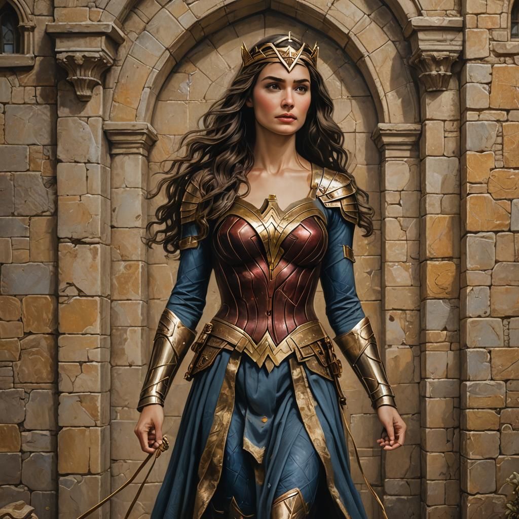 Renaissance Wonder Woman in Da Vinci Style