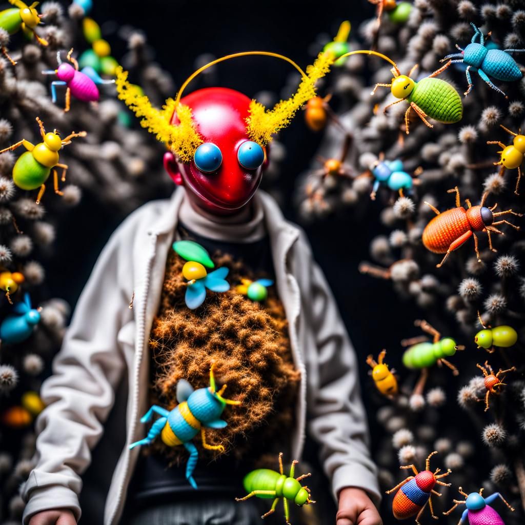 Colorful Alien Bugs in Motion with Light Dust