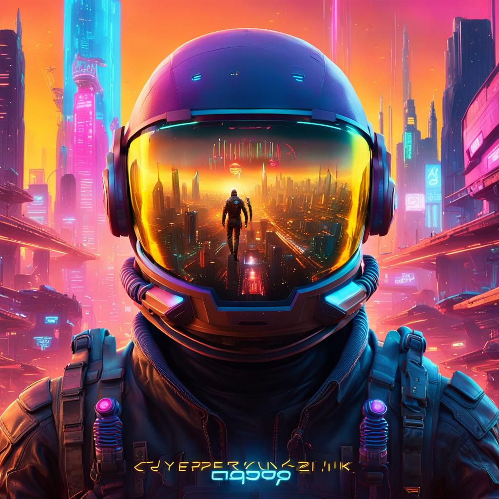 Astronaut's Cyberpunk View of Alien Colony in 2099