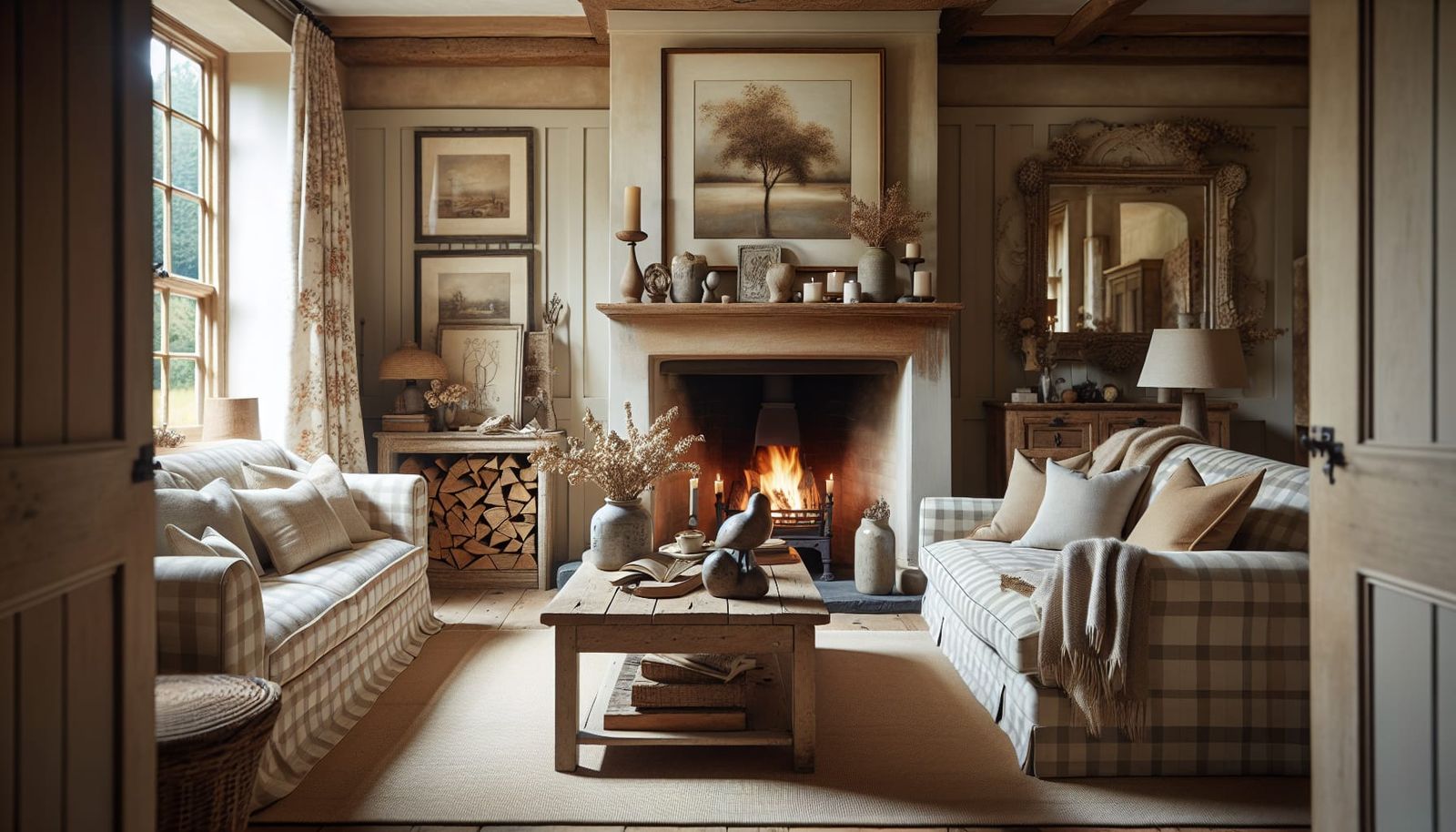 Comfortable Living Room with Rustic Charm