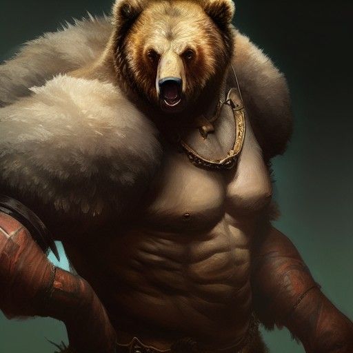 Hybrid Bear-Orc Warrior Portrait in Stylized Detail