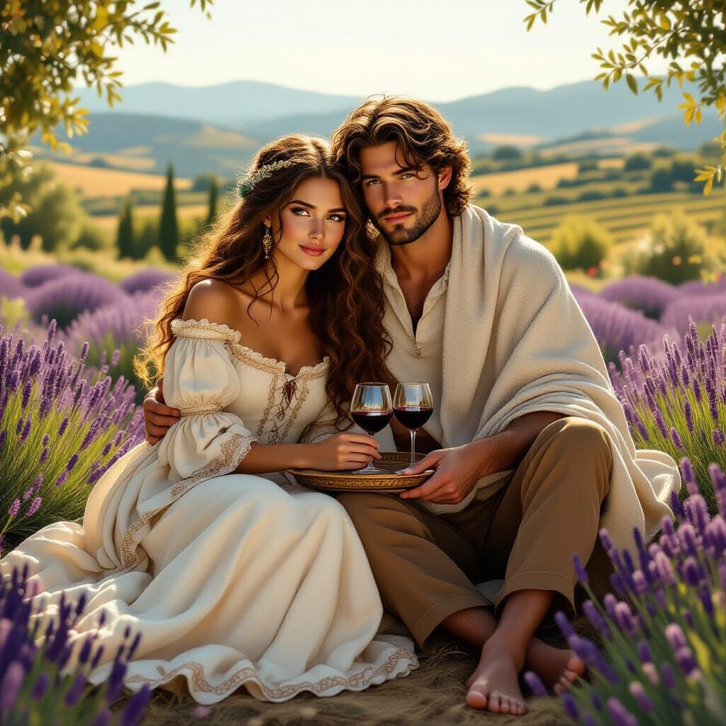 Provençal Garden Scene in Realistic Style