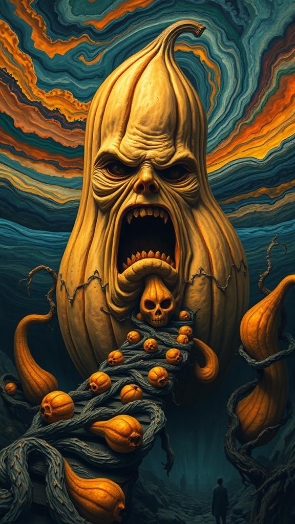 Gourd's Scream: Expressionist Landscape of Tormented Silence