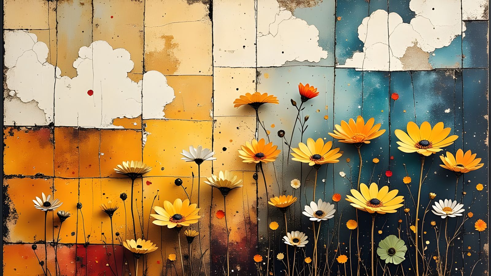 Whimsical Floral Tapestry in Vibrant Oil Painting Style