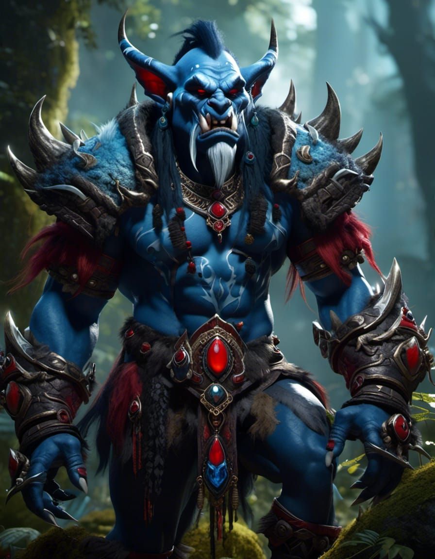 Vol'jin the Troll in Mystical Forest Nightscape