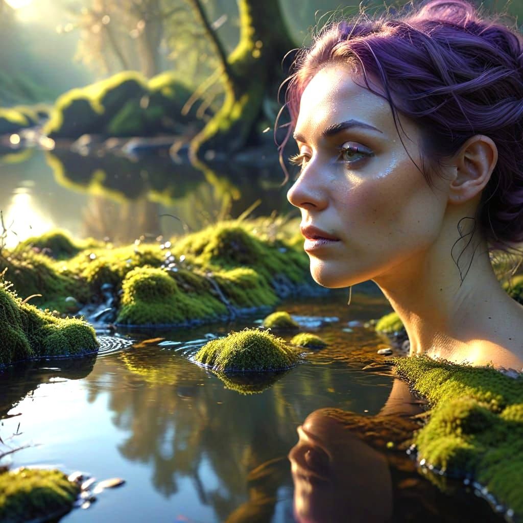 Earthy River Scene: Transformation and Healing