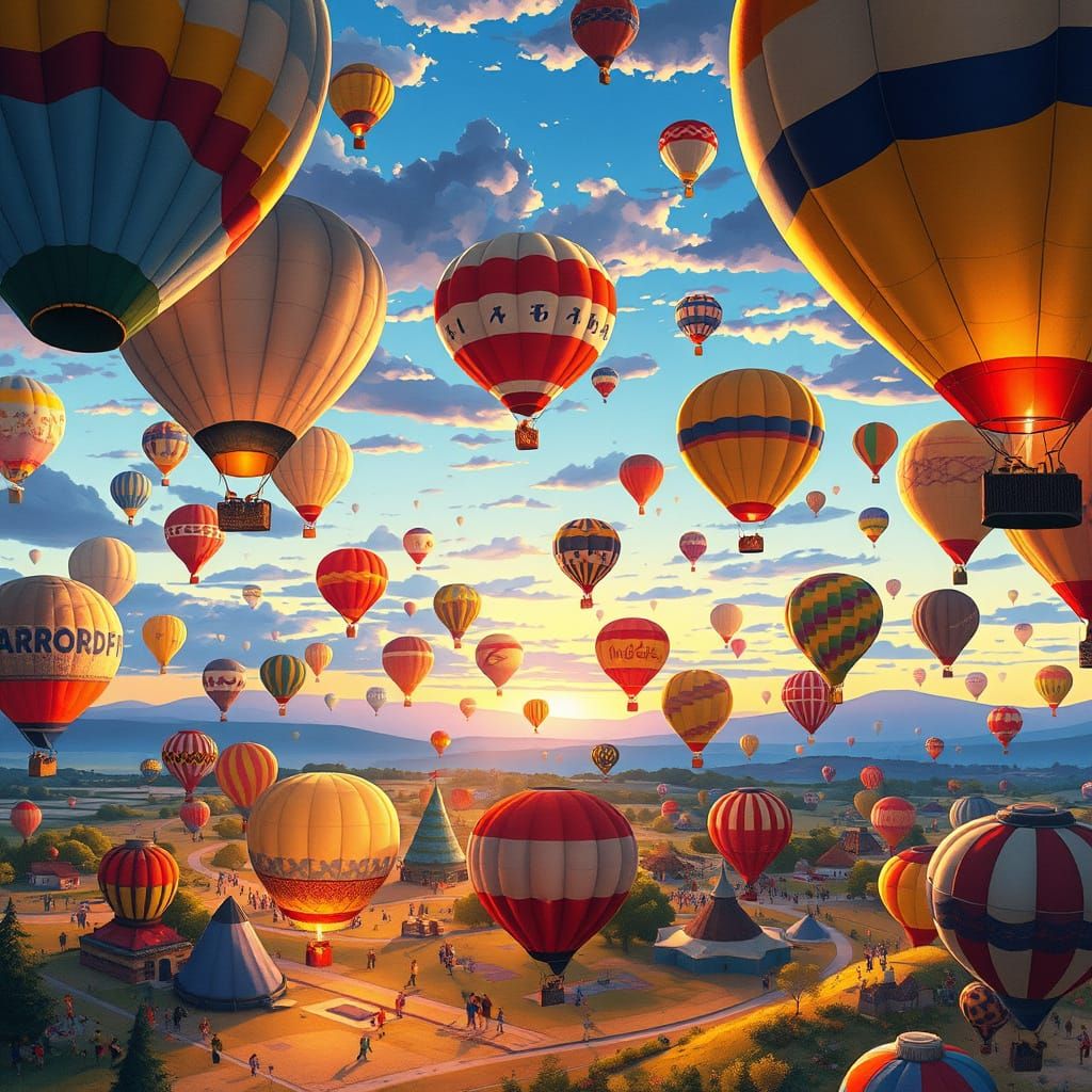 Vibrant Hot Air Balloon Festival at Sunrise
