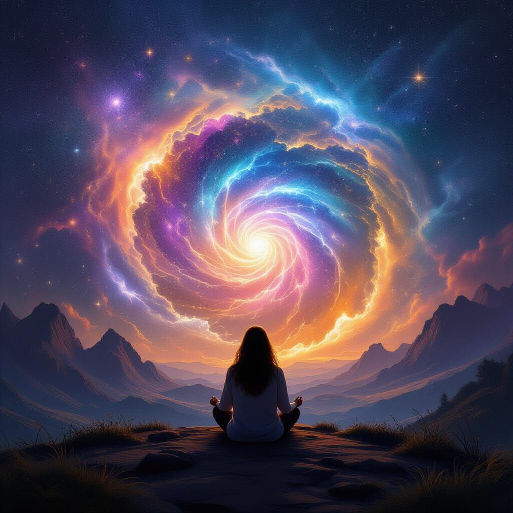 Inner Peace Amidst Chaos Holographic Astral Art