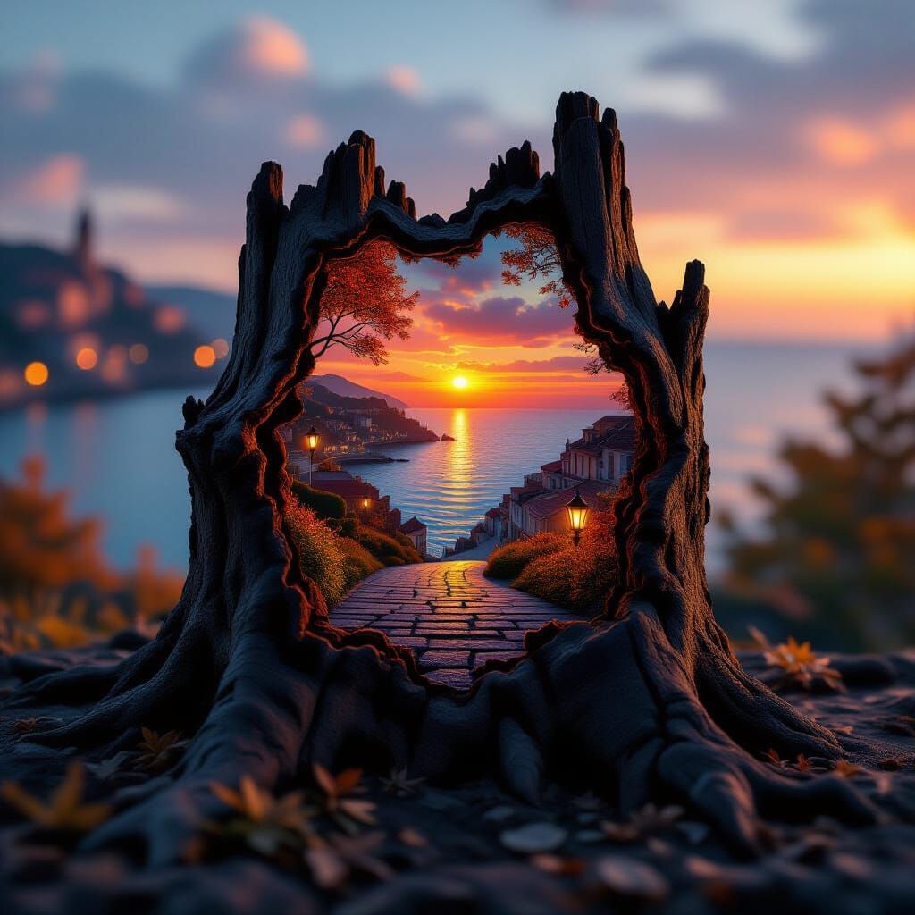 Holographic Landscape Inside a Decaying Tree Stump