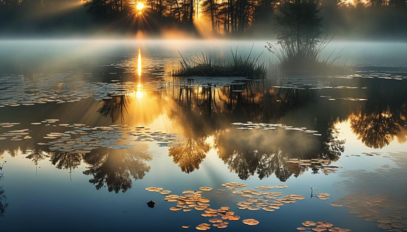 Magical Sunrise Over Lake Photograph